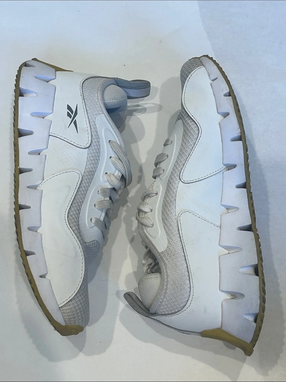 Reebok women’s White and Light Gray Trail-Style Sneakers 8